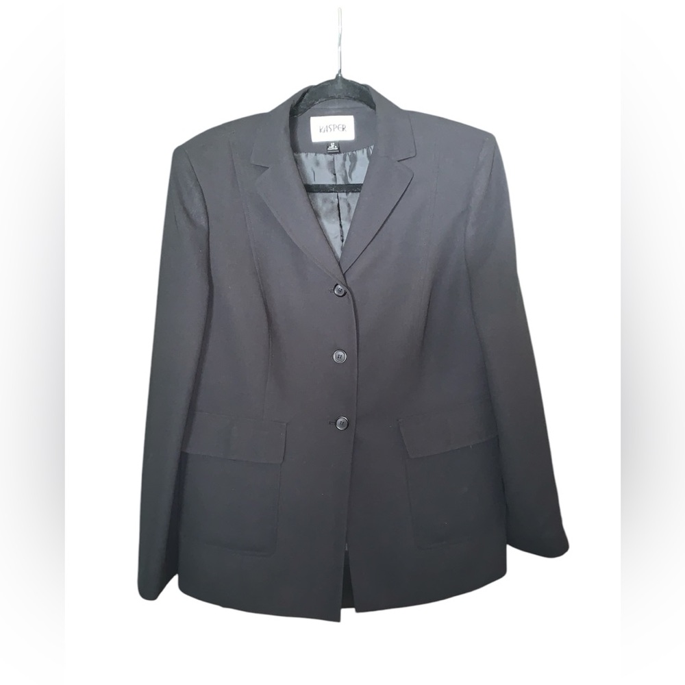 Kasper Black Women’s 3 Button Blazer With Front‎ Pockets Size 12